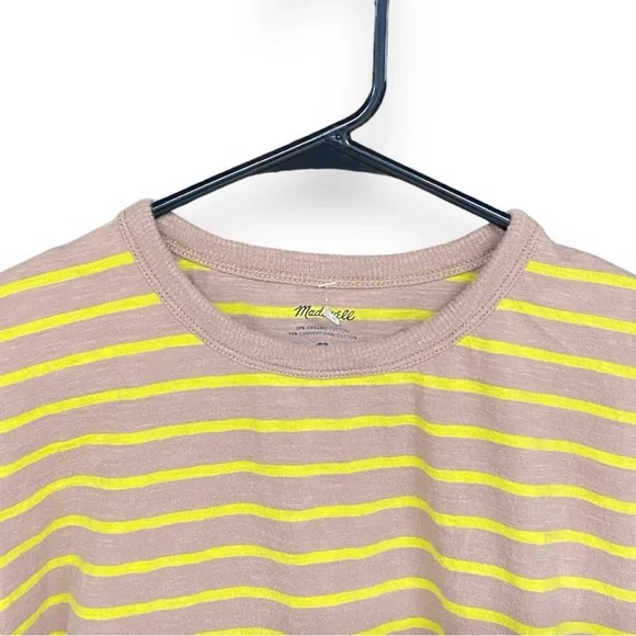 Madewell Organic Cotton Women's Tee in Beige & Zesty Yellow XXS - Picture 2 of 4